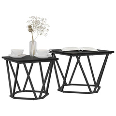 vidaXL Side Table Set 2 pcs Black Oak 50 x 50 x 40 cm 3