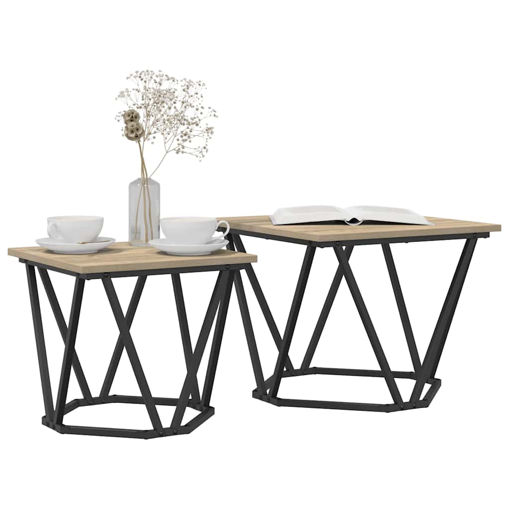 vidaXL Side Table Set 2 pcs Sonoma Oak 50 x 50 x 40 cm 3