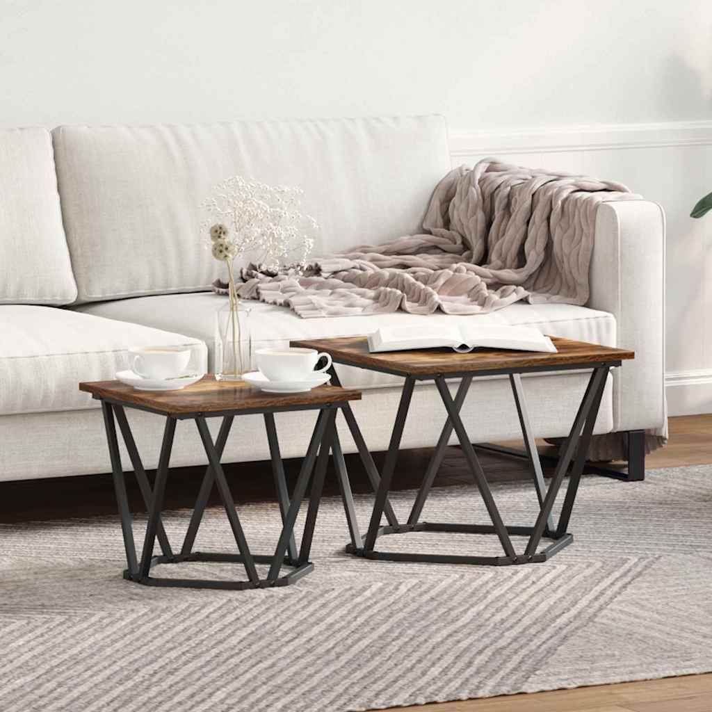 vidaXL Side Table Set 2 pcs Smoked Oak 50 x 50 x 40 cm 1