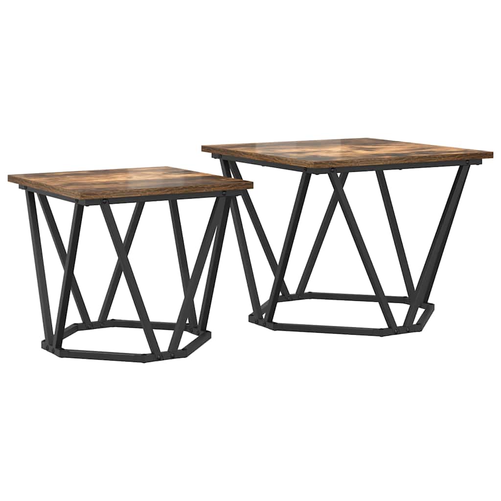 vidaXL Side Table Set 2 pcs Smoked Oak 50 x 50 x 40 cm 2