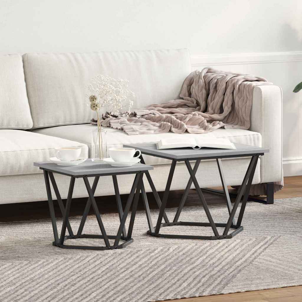 vidaXL Side Table Set 2 pcs Grey Sonoma 50 x 50 x 40 cm 1