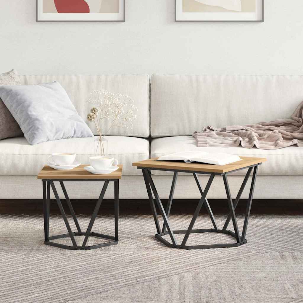 vidaXL Side Table Set 2 pcs Artisan Oak 50 x 50 x 40 cm 4