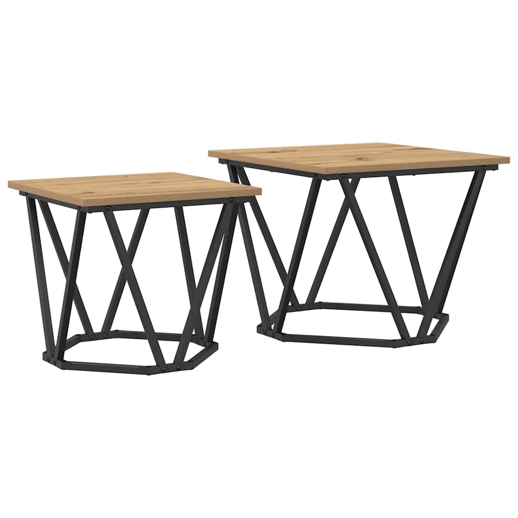 vidaXL Side Table Set 2 pcs Artisan Oak 50 x 50 x 40 cm 2