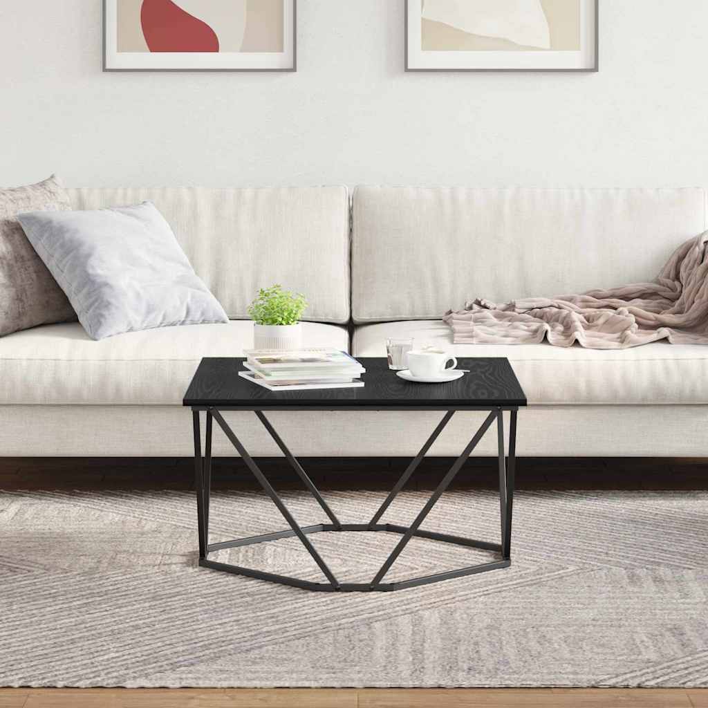 vidaXL Coffee Table Black Oak 80 x 80 x 45 cm 4