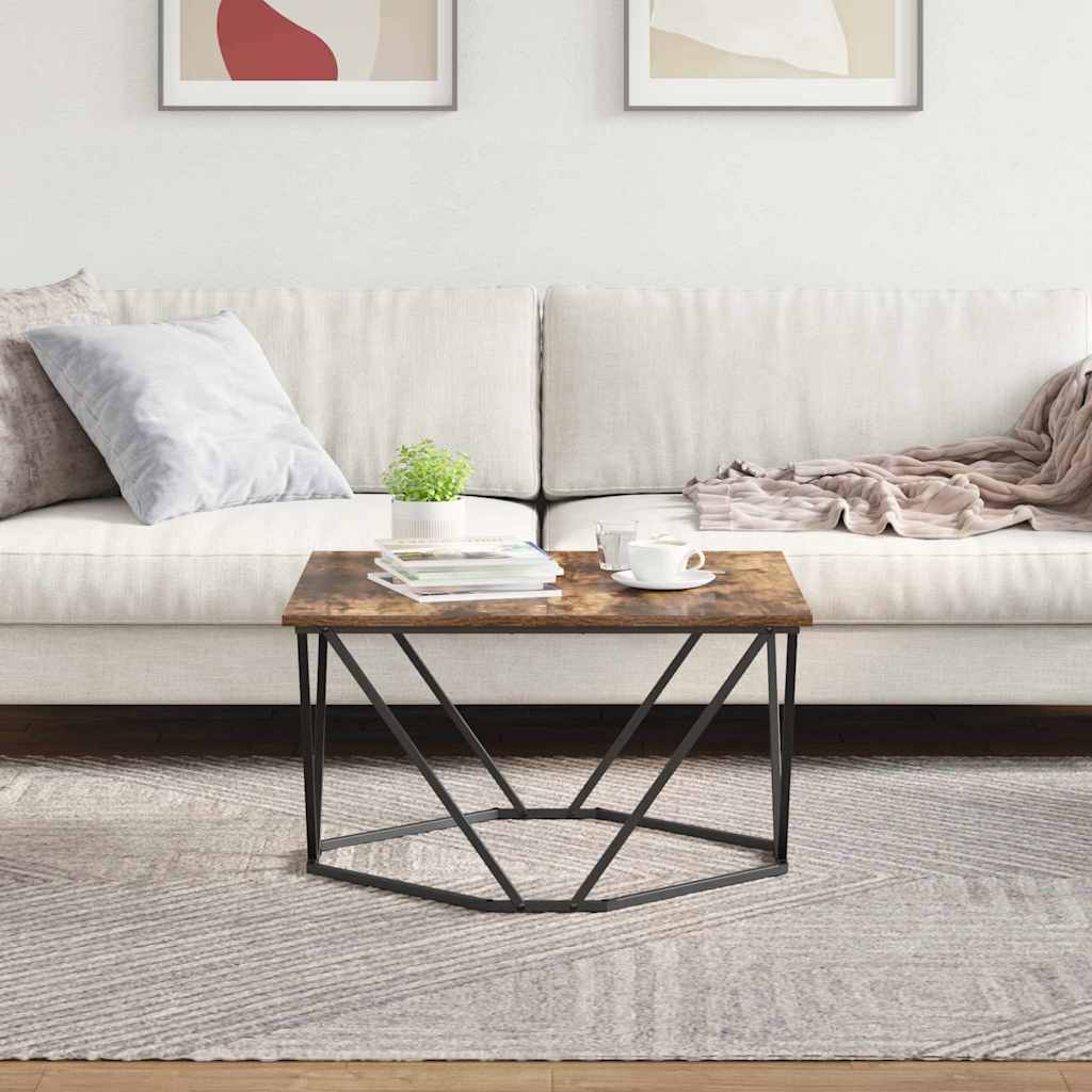 vidaXL Coffee Table Smoked Oak 80 x 80 x 45 cm 4