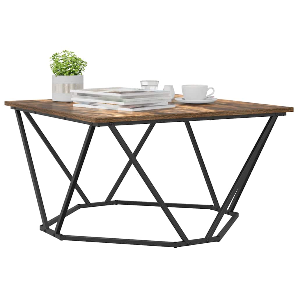 vidaXL Coffee Table Smoked Oak 80 x 80 x 45 cm 3