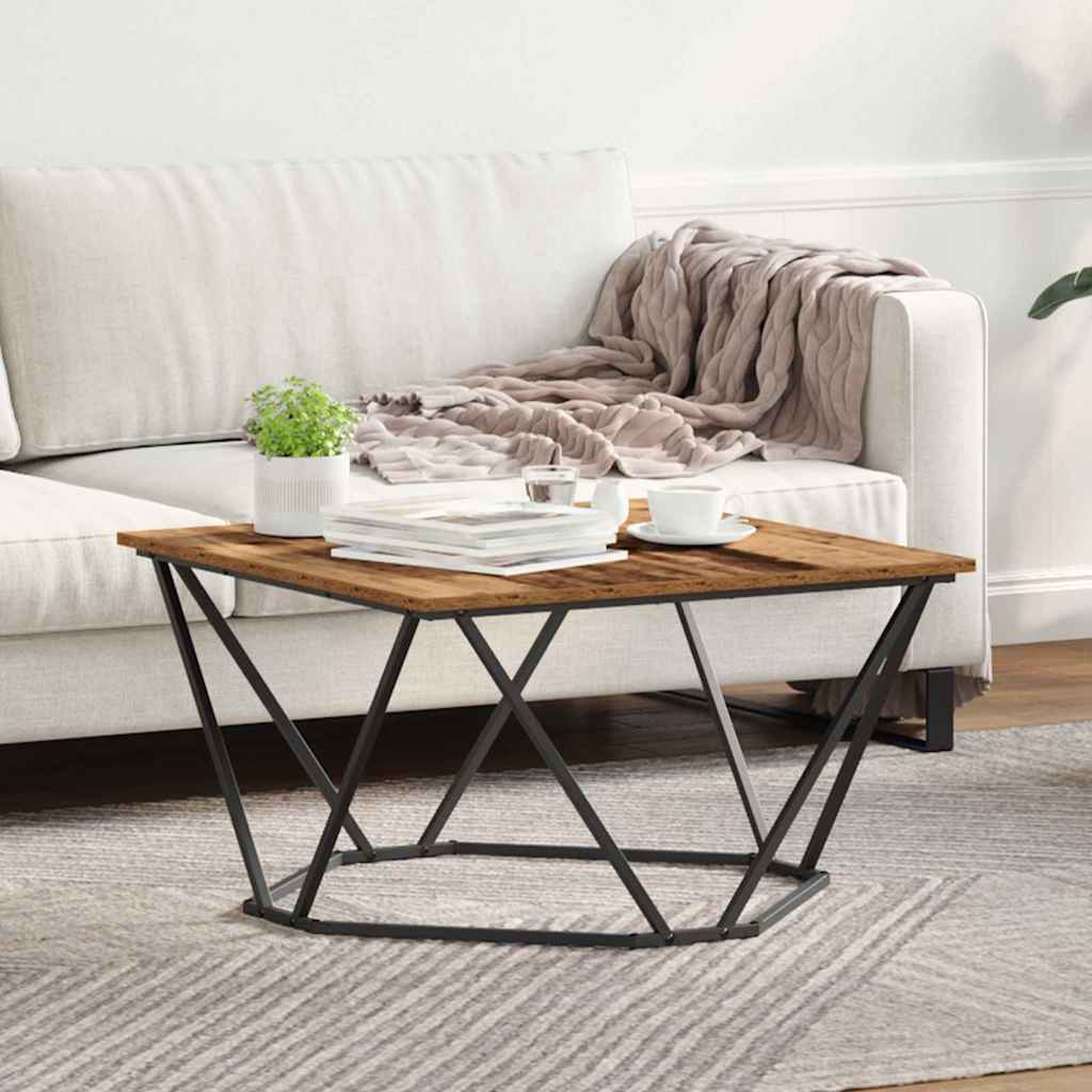 vidaXL Coffee Table Old Wood 80 x 80 x 45 cm Engineered Wood and Steel 1