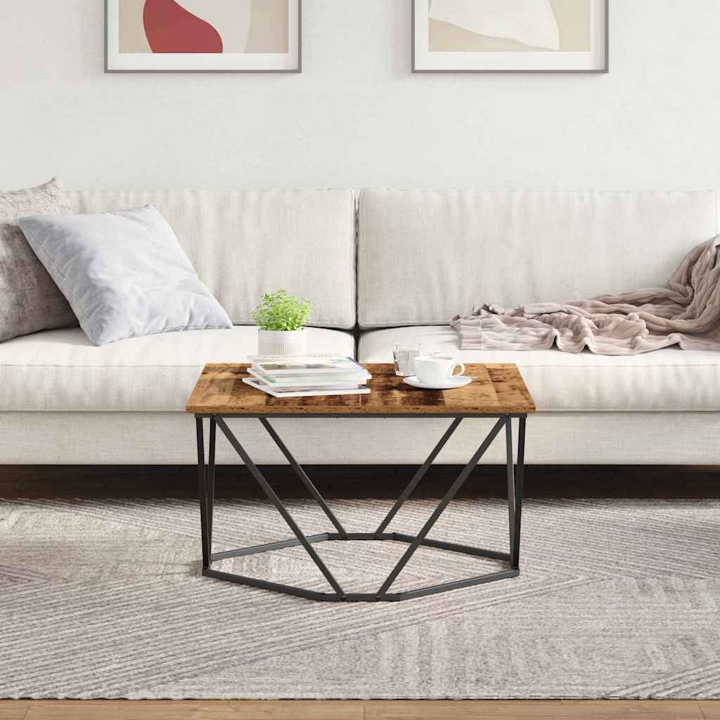 vidaXL Coffee Table Old Wood 80 x 80 x 45 cm Engineered Wood and Steel 4