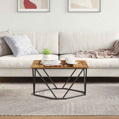 vidaXL Coffee Table Old Wood 80 x 80 x 45 cm Engineered Wood and Steel 4