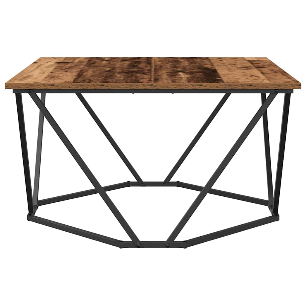 vidaXL Coffee Table Old Wood 80 x 80 x 45 cm Engineered Wood and Steel 5