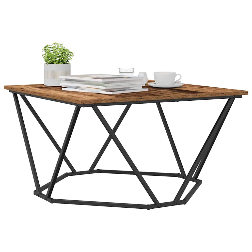 vidaXL Coffee Table Old Wood 80 x 80 x 45 cm Engineered Wood and Steel 3