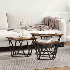 vidaXL Coffee Table 3 pcs Smoked Oak 50 x 50 x 40 cm 1