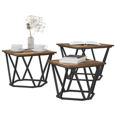 vidaXL Coffee Table 3 pcs Smoked Oak 50 x 50 x 40 cm 3