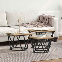 vidaXL Coffee Table 3 pcs Artisan Oak 50 x 50 x 40 cm 1