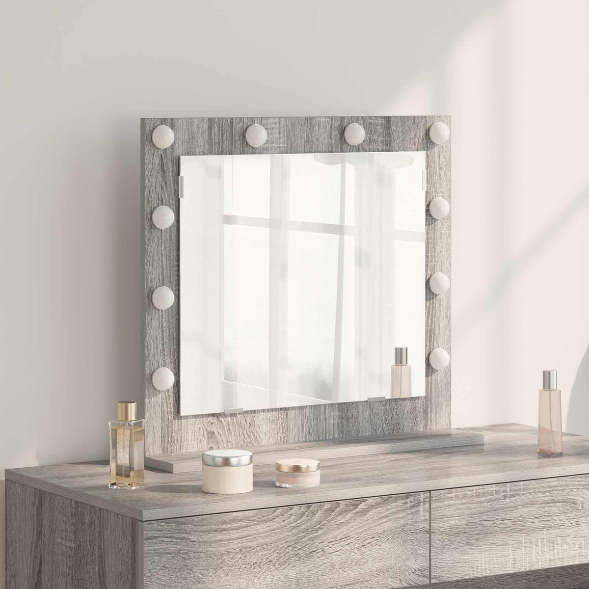 Vanity Mirror 60 x 55 x 18 cm Rectangular Grey sonoma