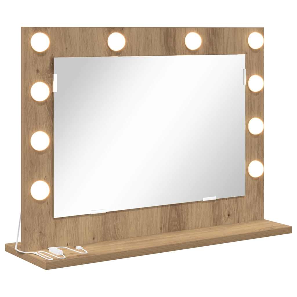 vidaXL Vanity Mirror Artisan Oak 60 x 45 x 18 cm Rectangular 2