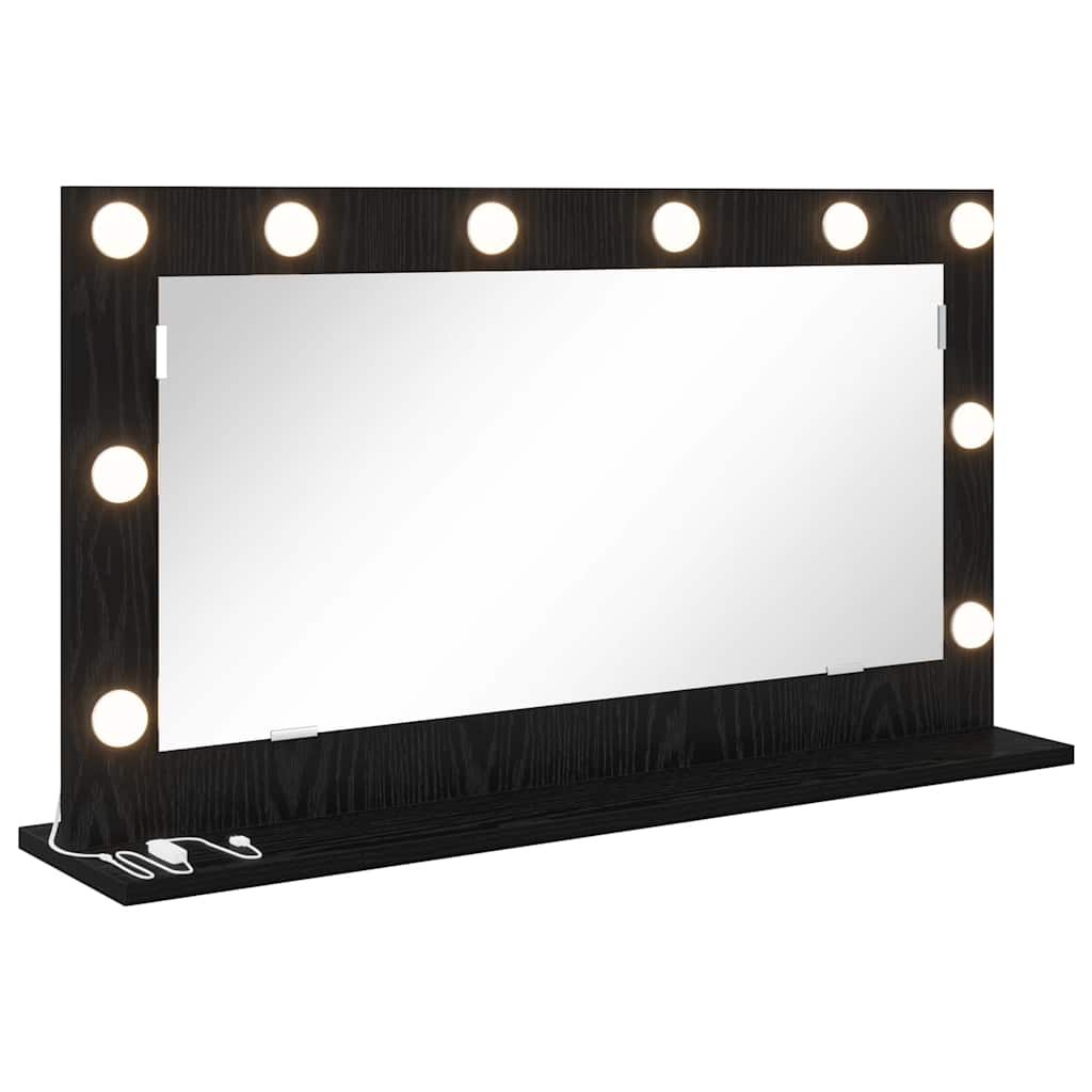 Vanity Mirror 80 x 45 x 18 cm Rectangular Depth 45 cm Width 80 cm Black oak