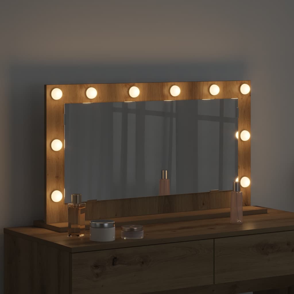 Vanity Mirror 80 x 45 x 18 cm Rectangular Depth 45 cm Width 80 cm Artisan oak