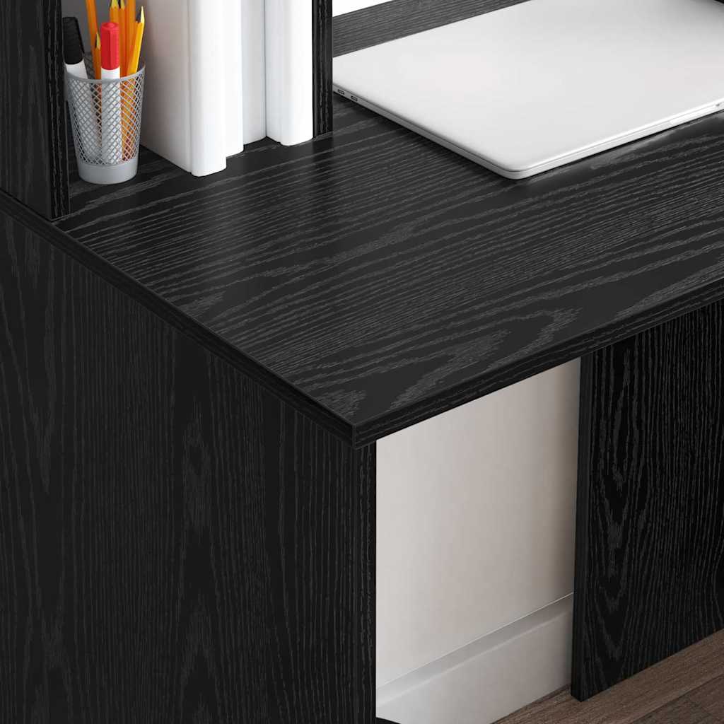 vidaXL Desk Black Oak 91 x 50 x 149 cm Engineered Wood 4