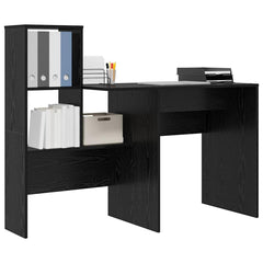 vidaXL Desk Black Oak Engineered Wood 131.5 x 50 x 106.5 cm 3