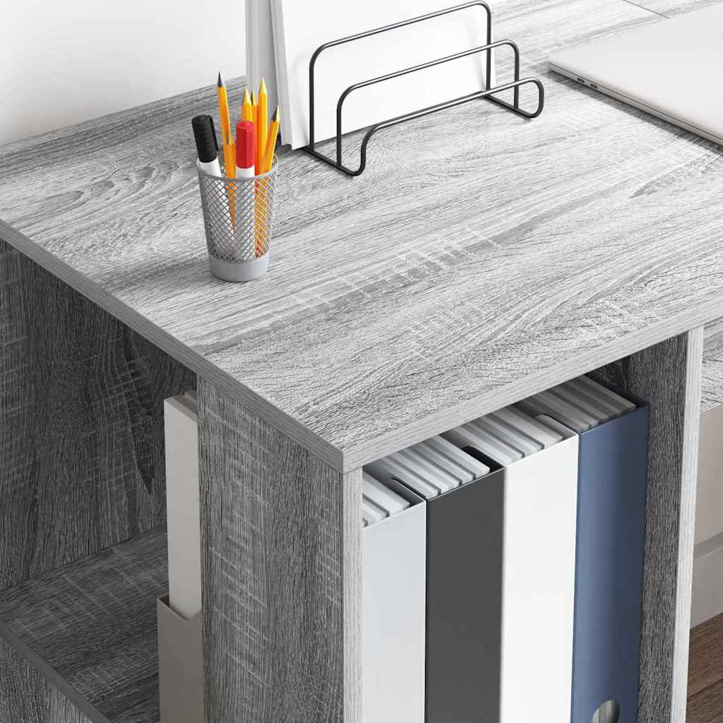 vidaXL Desk Grey Sonoma Engineered Wood 130 x 50.5 x 75 cm 4