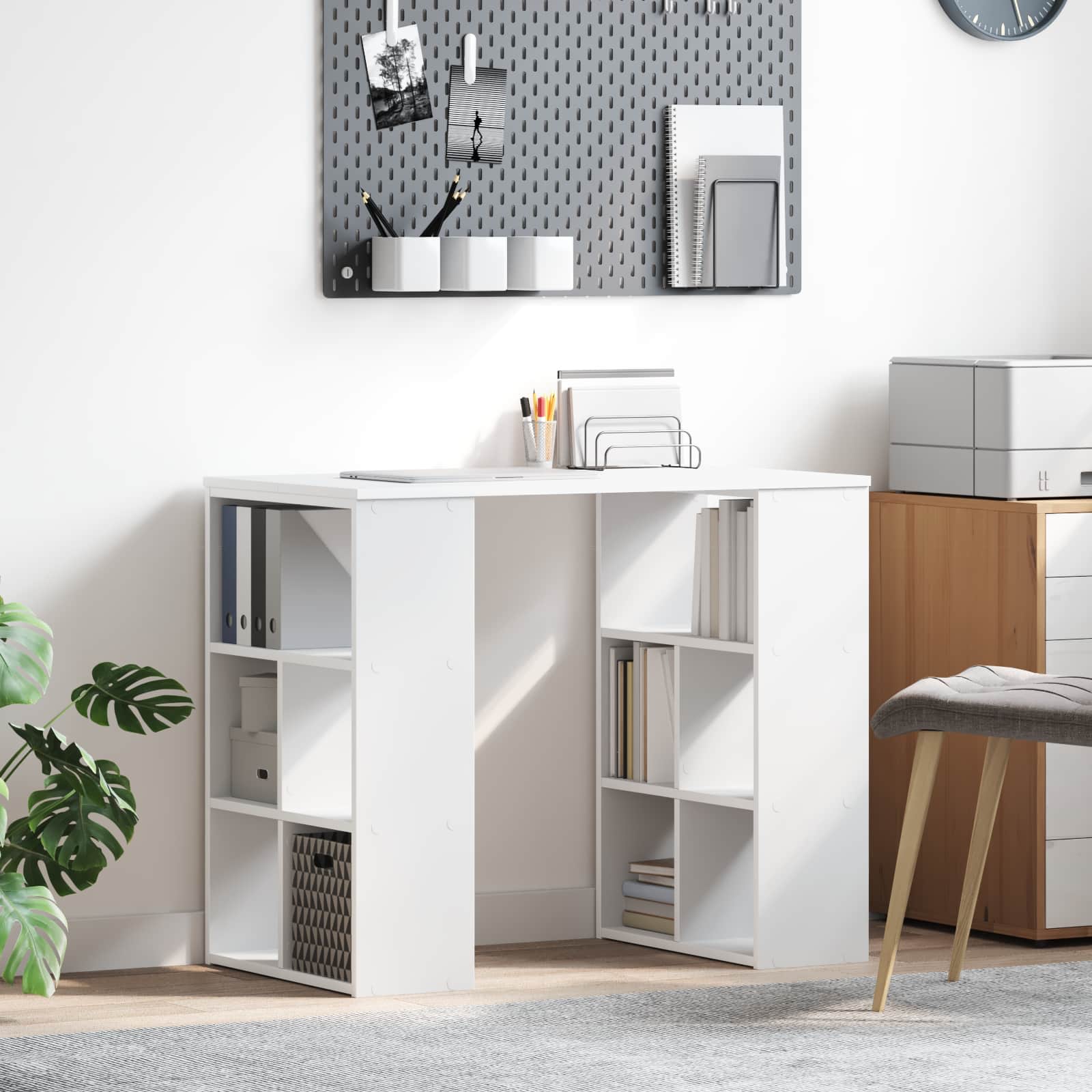 vidaXL Desk White Engineered Wood 90 x 50 x 75 cm 1