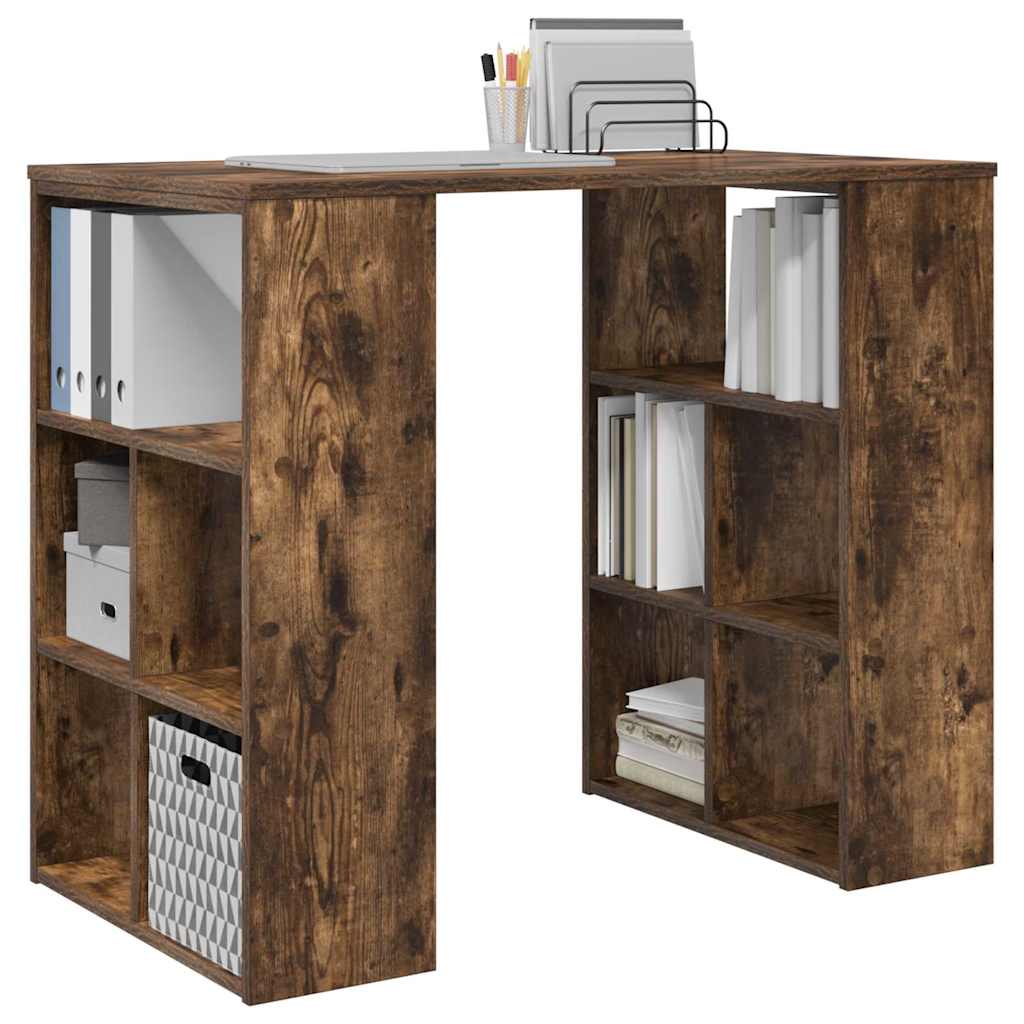 vidaXL Desk Smoked Oak Engineered Wood 90 x 50 x 75 cm 3