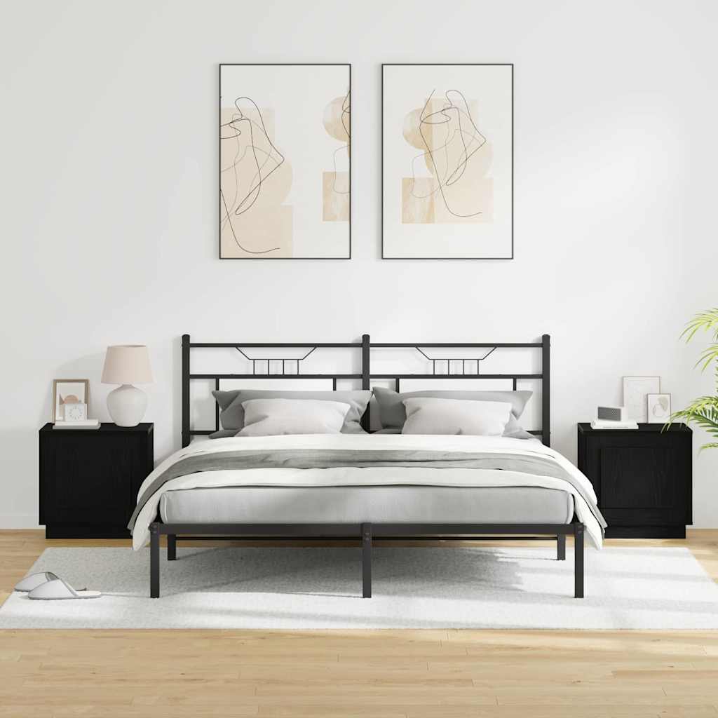 vidaXL Bedside Cabinet 2 pcs Black 44 x 34.5 x 45 cm Engineered Wood 4