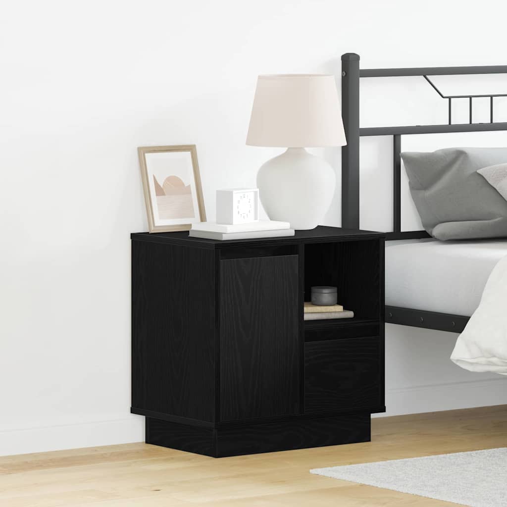 vidaXL Bedside Cabinet Black Oak 50 x 34.5 x 50 cm Engineered wood 1