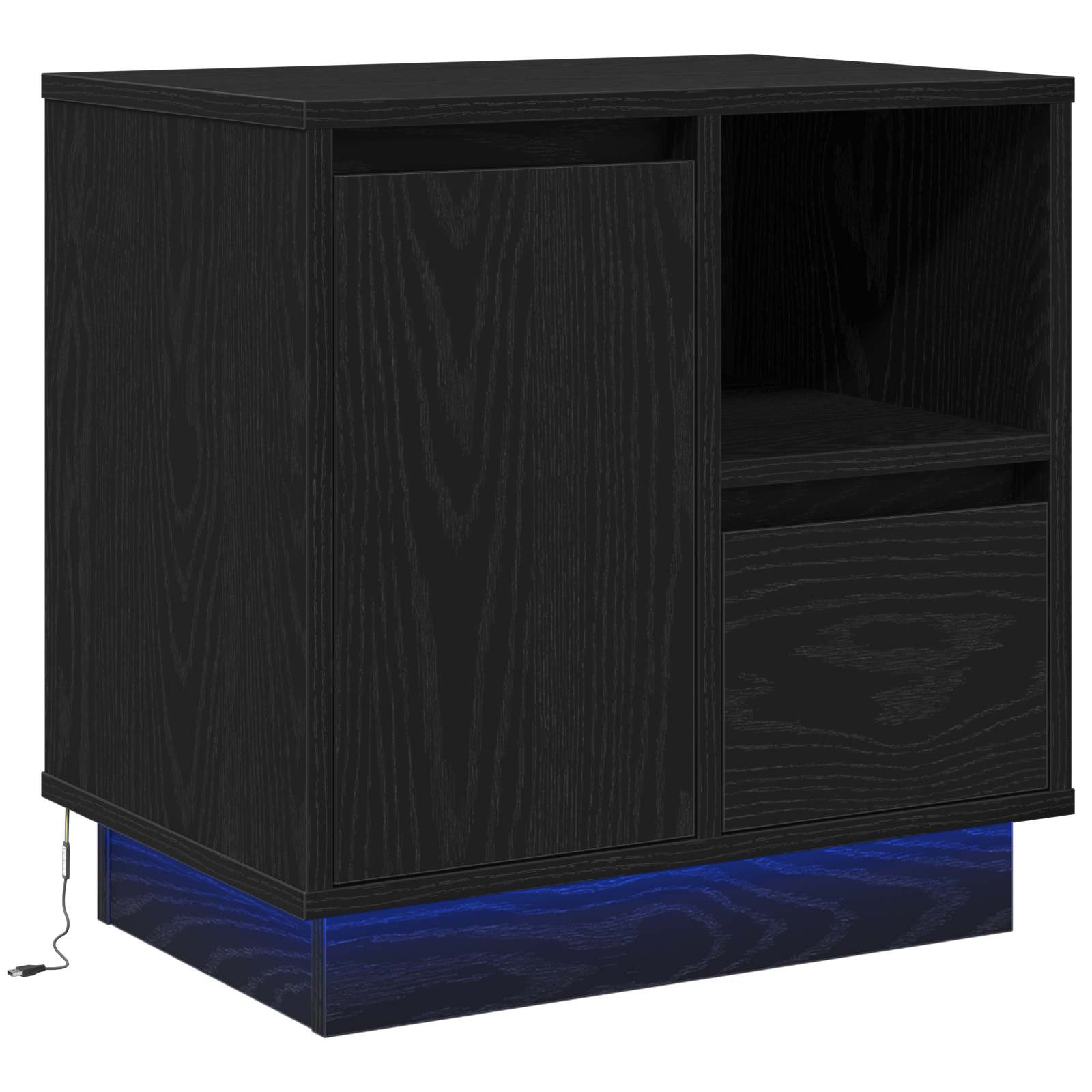 vidaXL Bedside Cabinet Black Oak 50 x 34.5 x 50 cm Engineered wood 2