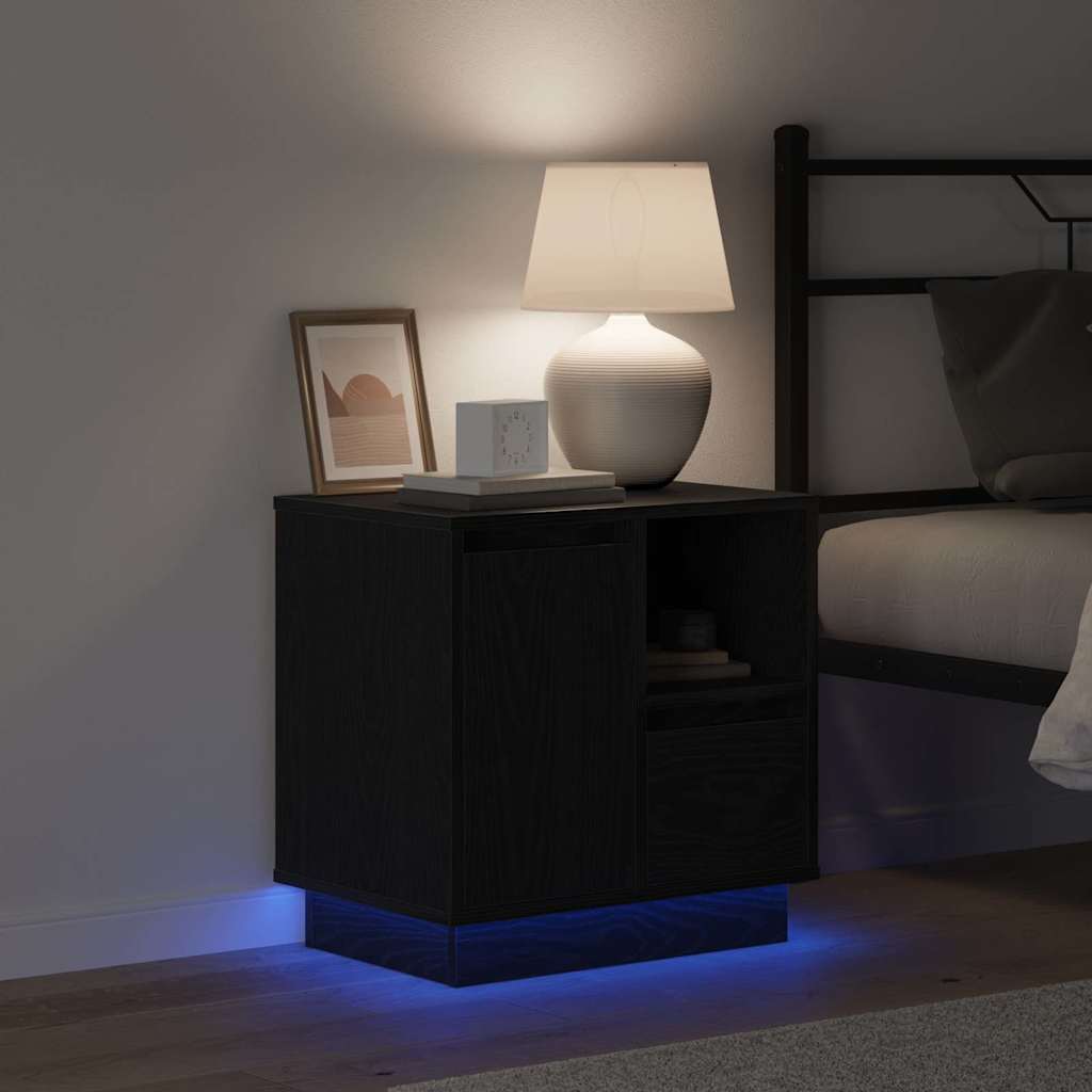 vidaXL Bedside Cabinet 2 pcs Black Oak 50 x 34.5 x 50 cm 5