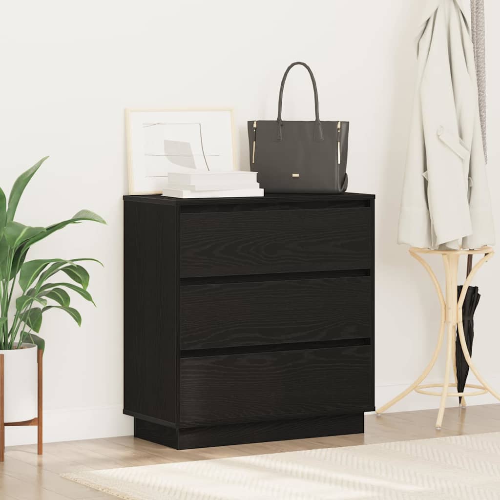 vidaXL Bedside Cabinet Black Oak 71 x 34.5 x 75 cm Engineered wood 4