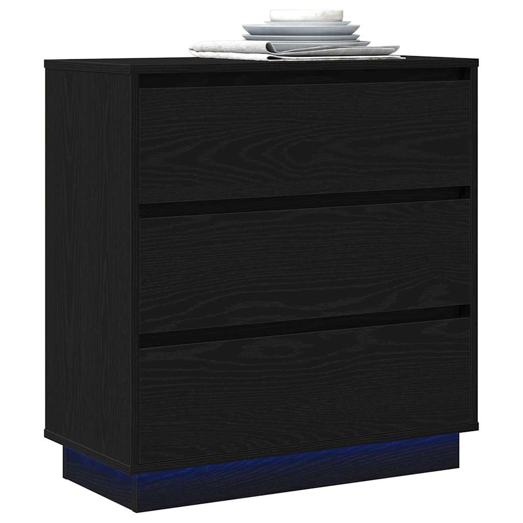 vidaXL Bedside Cabinet Black Oak 71 x 34.5 x 75 cm Engineered wood 3