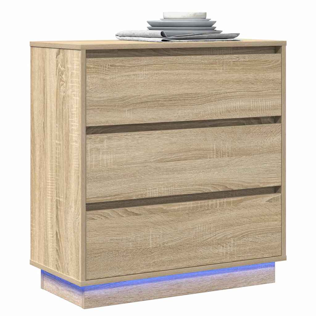 vidaXL Bedside Cabinet Sonoma Oak 71 x 34.5 x 75 cm Engineered wood 3