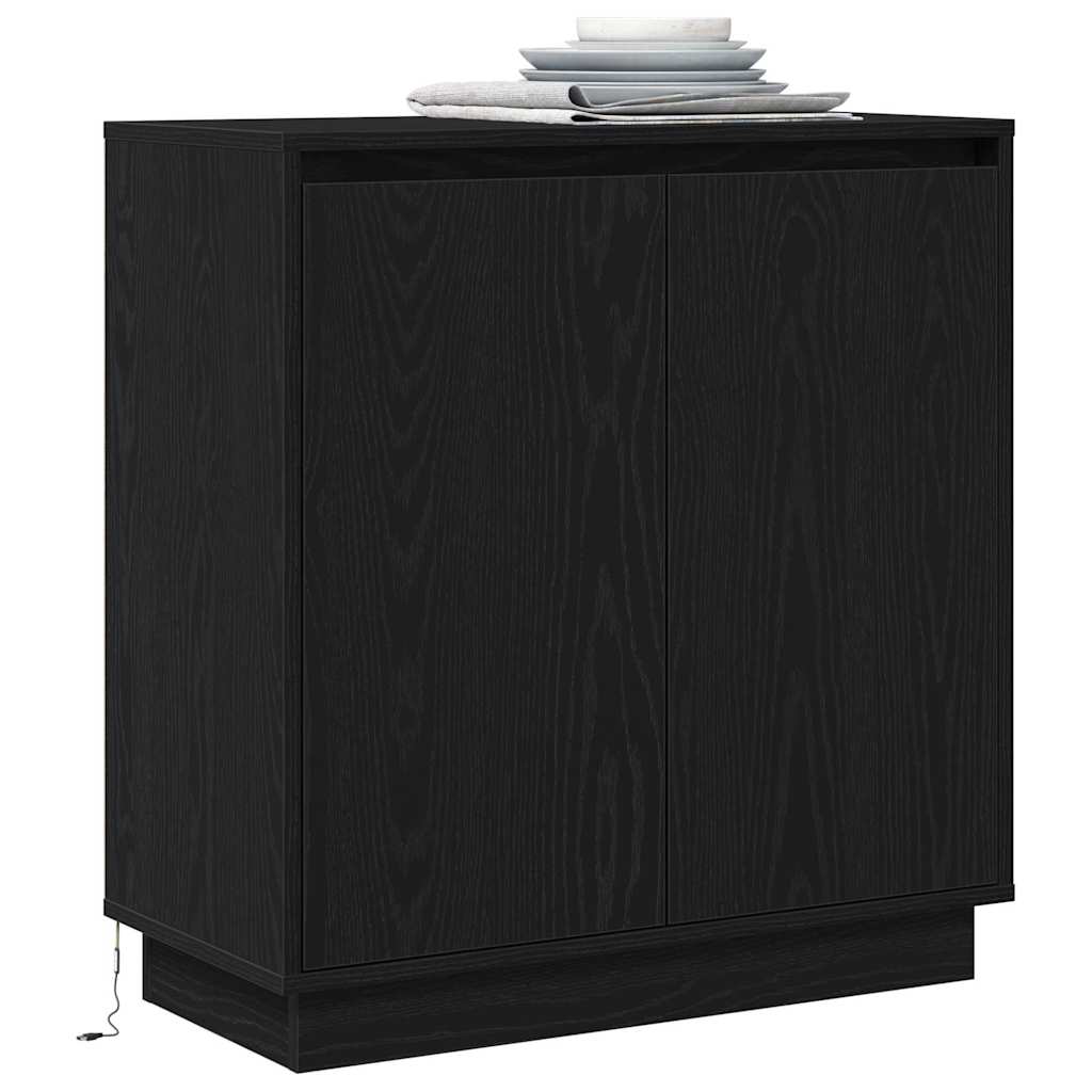 vidaXL LED Sideboard Black Oak 71 x 34.5 x 75 cm Engineered Wood 3