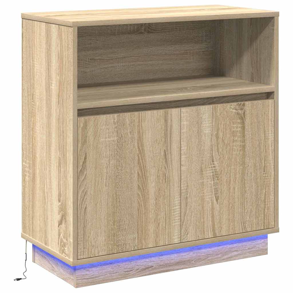 vidaXL LED Sideboard Sonoma Oak 71 x 34.5 x 75 cm Engineered Wood 2