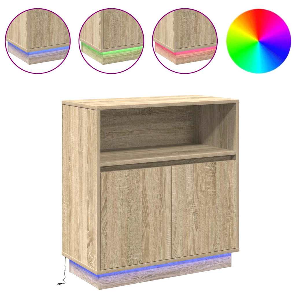 vidaXL LED Sideboard Sonoma Oak 71 x 34.5 x 75 cm Engineered Wood 4