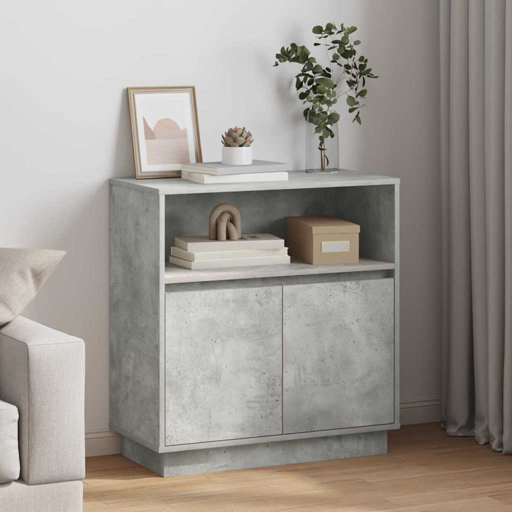 vidaXL LED Sideboard Concrete grey 71 x 34.5 x 75 cm Engineered Wood 1