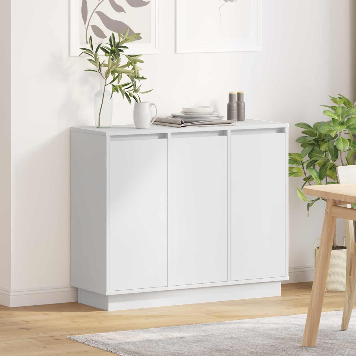 LED Sideboard 90 x 32 x 75 cm Engineered Wood White