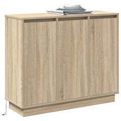 LED Sideboard 90 x 32 x 75 cm Engineered Wood Sonoma oak