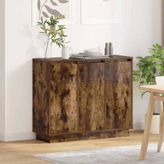 LED Sideboard 90 x 32 x 75 cm Engineered Wood Smoked oak