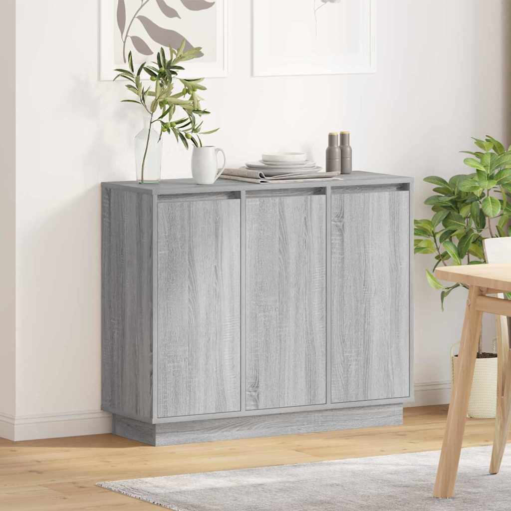 LED Sideboard 90 x 32 x 75 cm Engineered Wood Grey sonoma
