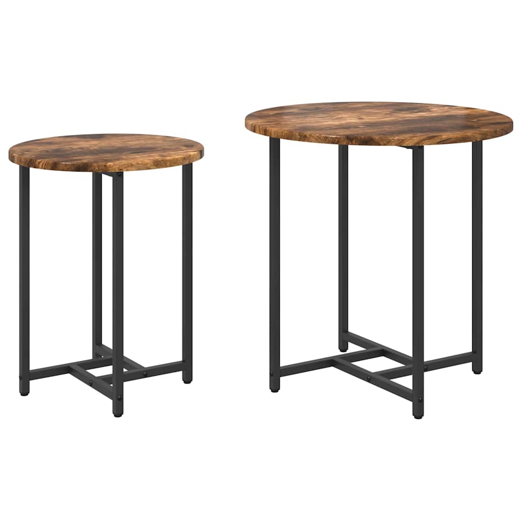 vidaXL Side Table Set 2 pcs Smoked Oak and Black 50 x 50 x 50 cm 2