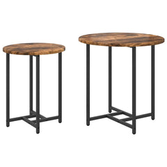 vidaXL Side Table Set 2 pcs Smoked Oak and Black 50 x 50 x 50 cm 2