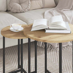 vidaXL Side Table Set 2 pcs Artisan Oak and Black 50 x 50 x 50 cm 4