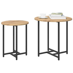 vidaXL Side Table Set 2 pcs Artisan Oak and Black 50 x 50 x 50 cm 3