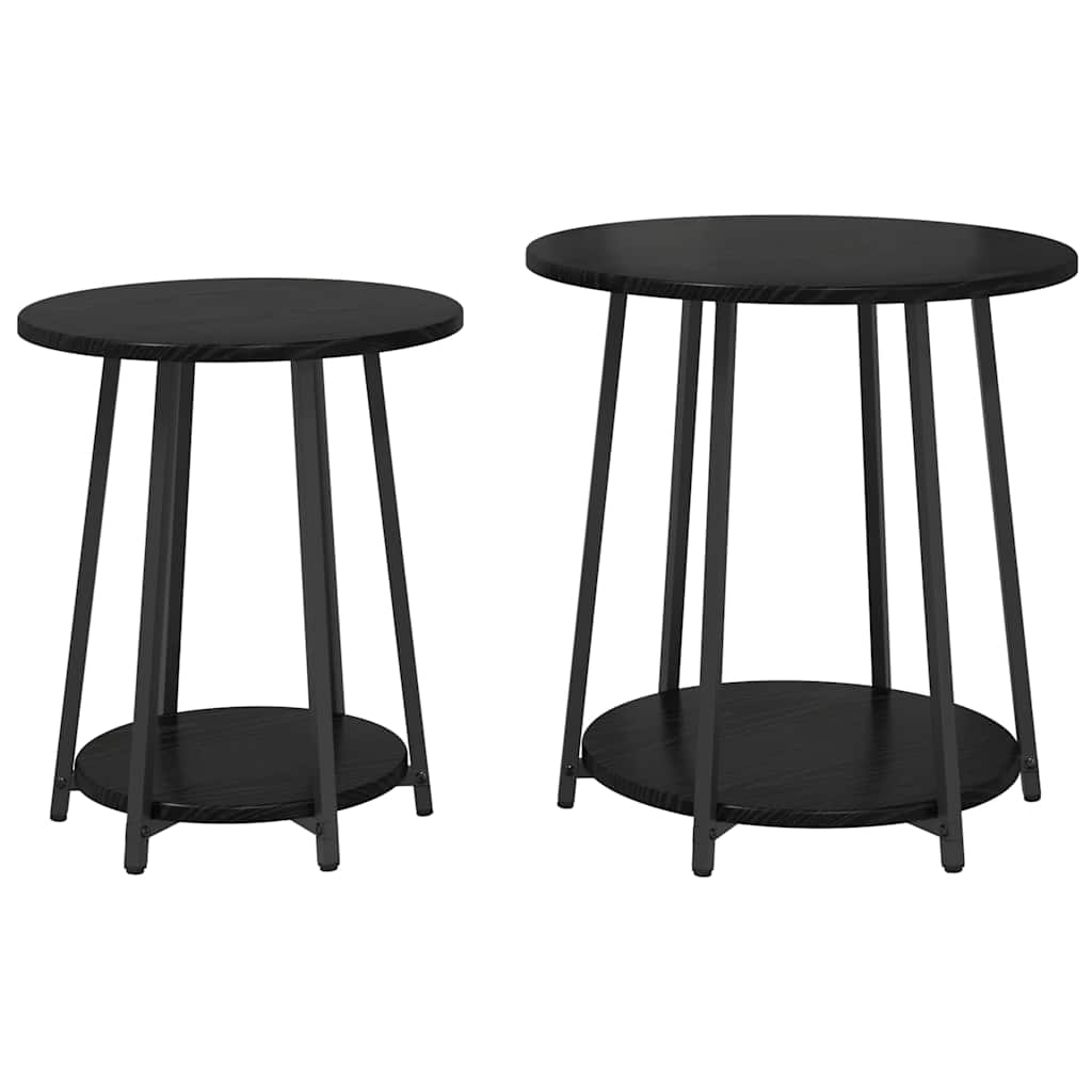 vidaXL Side Table Set 2 pcs Black Oak 50 x 50 x 51 cm 2
