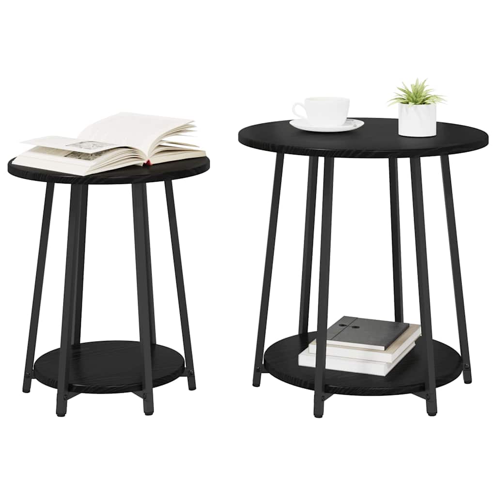 vidaXL Side Table Set 2 pcs Black Oak 50 x 50 x 51 cm 3