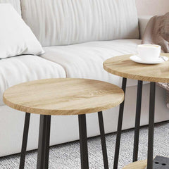 vidaXL Side Table Set 2 pcs Sonoma Oak and Black 50 x 50 x 51 cm 4