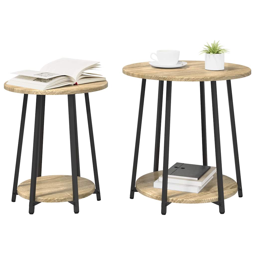 vidaXL Side Table Set 2 pcs Sonoma Oak and Black 50 x 50 x 51 cm 3